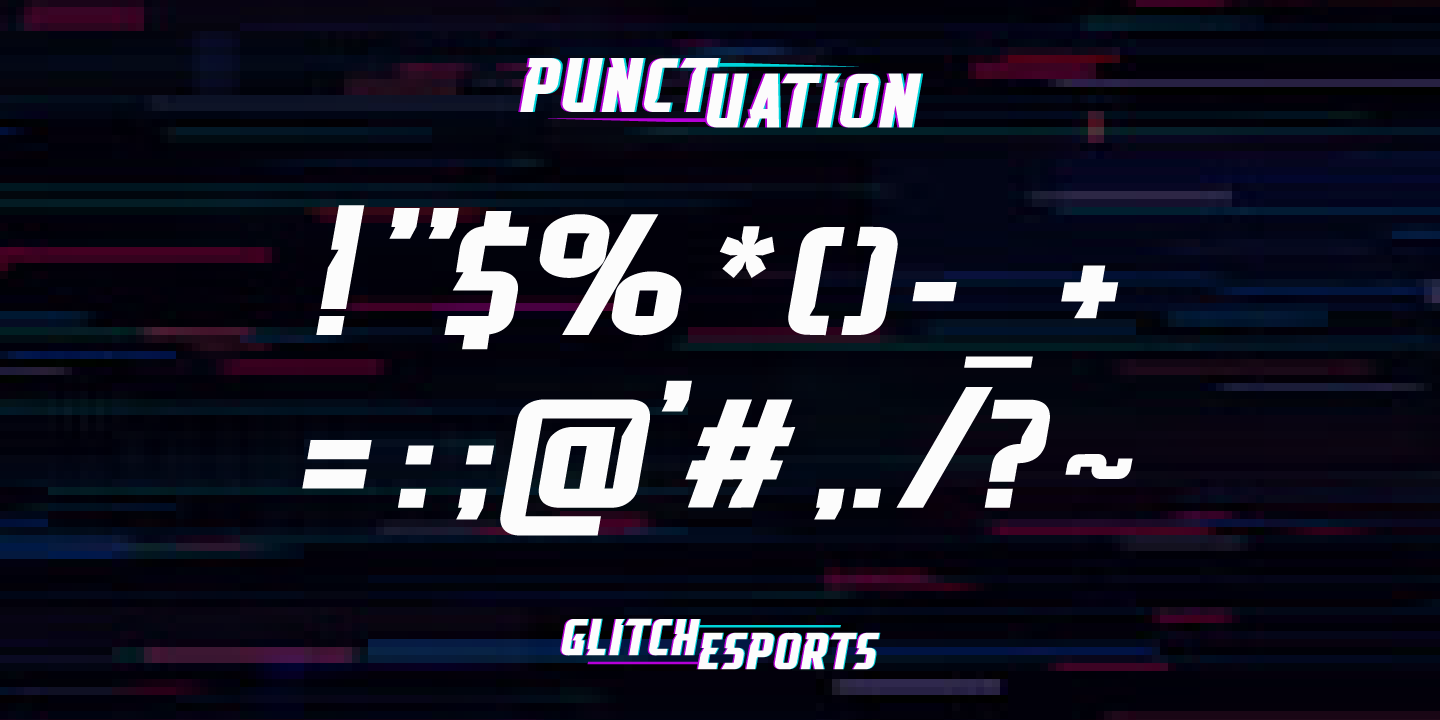 Ejemplo de fuente Glitch Esports Italic